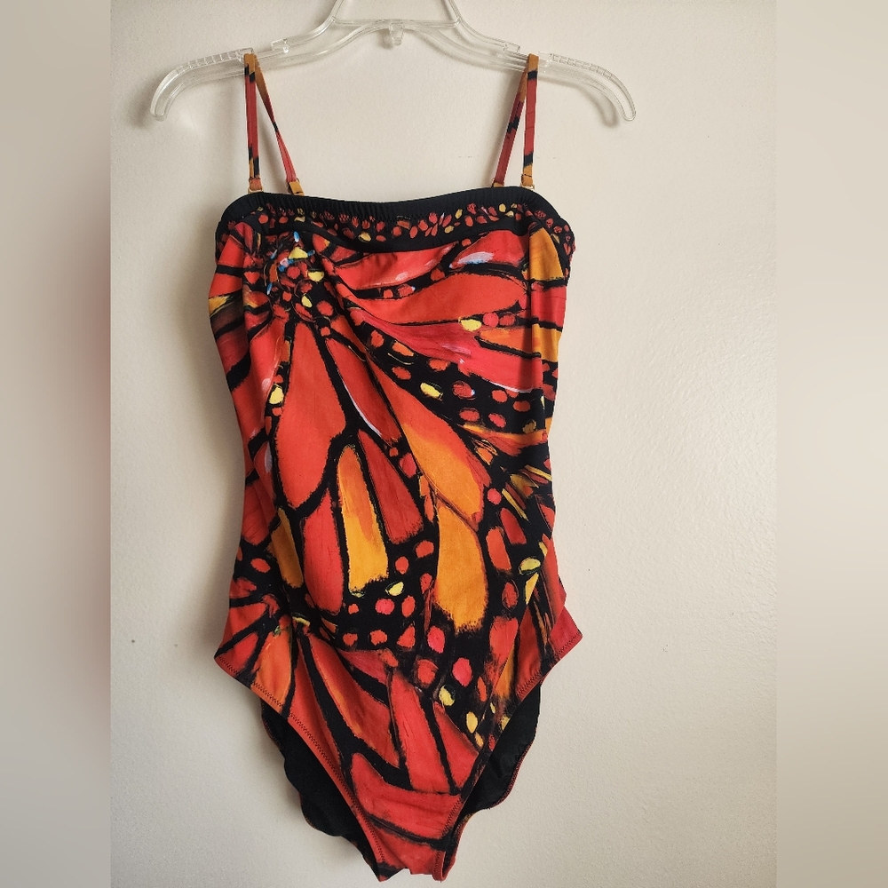 Gottex Red Orange Butterfly-Print One-Piece Swimsuit